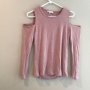 American Eagle Nude Pink Cold Shoulder Top